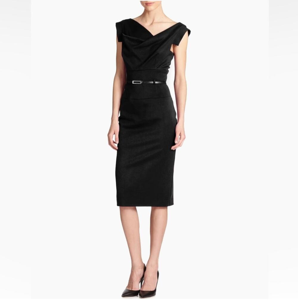 Black Halo Jackio O Belted Dress Black Medium